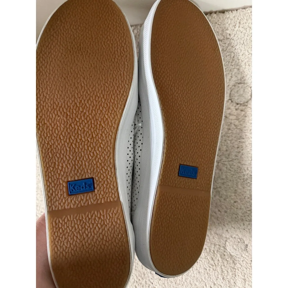 Keds Kickstart White Perforated Leather Sneakers WH56115 Minimalist Women 10